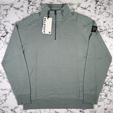 Maglione uomo BELSTAFF acciaio verde Kenford quarto zip lana TAGLIA 2XL XXL NUOVO CON ETICHETTE
