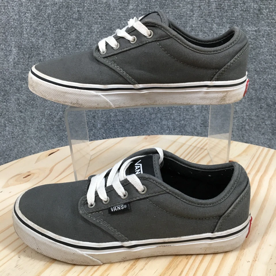Vans Zapatos Juveniles 3.5 Atwood Tenis Gris Lona Con Cordones Parte Superior Baja Comodidad TB4R Foto 4 de 4