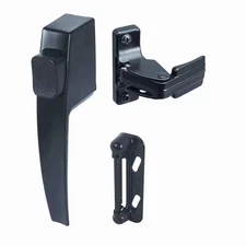 Push Button Screen Storm Door Latch Handle Set Night Lock Lever Metal Door Black