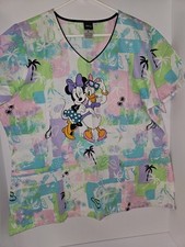 Tooniforms Disney's Girls Trip Women's 3-Pocket V-Neck Print Scrub Top Xlg