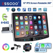 10" Rotatable Screen Car Stereo Carplay Single DIN Android 15 4+64G GPS Navi RDS