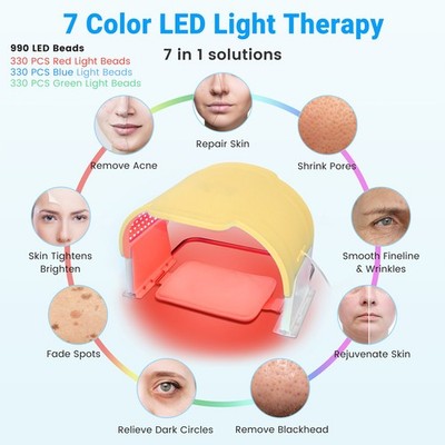 Silicone 7 Colors Led Red Light Mask Therapy Face Mask for Blackheads Fine Lines