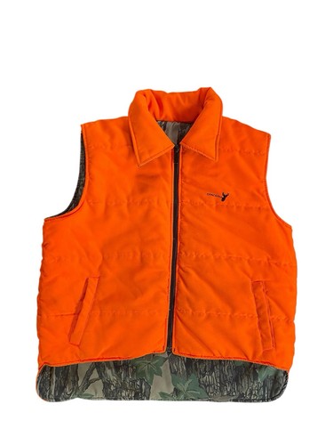 Chaleco de caza reversible grande vintage para hombre cremallera completa camuflaje naranja brillante - Imagen 4 de 10