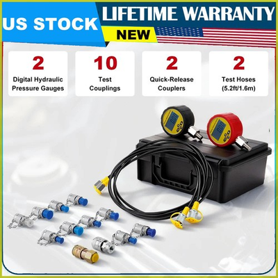 #ad 70M Digital Hydraulic Pressure Test Kit 2 Gauge 10 Coupling 2 Hose for Excavator $218.99