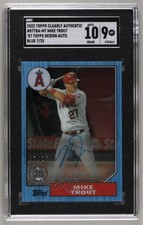 2022 Clearly Authentic 1987 Topps Baseball Blue 7/25 Mike Trout SGC 9 Auto 7ut