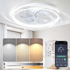 Flush Mount LED Ceiling Fans with Lights Remote APP Cortorl Ceiling Fan Light