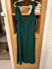 Reformation Twilight Midi Sleeveless Shoulder Tie Dress in Emerald Green Size 6
