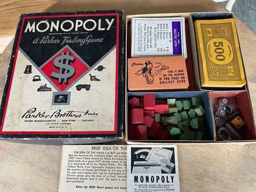 1935 MONOPOLY Parker Brothers NO Board Game Vintage parts replacement - Picture 1 of 21