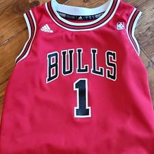 adidas Chicago Bulls NBA Derrick Rose #1 Jersey Red Black White Size L KIDS 
