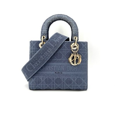 Christian Dior Lady D-Lite Bag Cannage Embroidered Canvas Medium