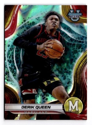 2024-25 Bowman's Best University #19 Derik Queen Aqua Lava Refractors #/199