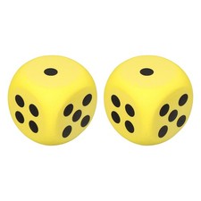 2Pcs Foam Dice, 6cm/2.36inch Six-Sided Dice Stress Ball Yellow 