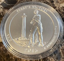 2013-p 5 Oz Burnished Atb Perry's Victory Silver Coin (no Box, Coa) Bu