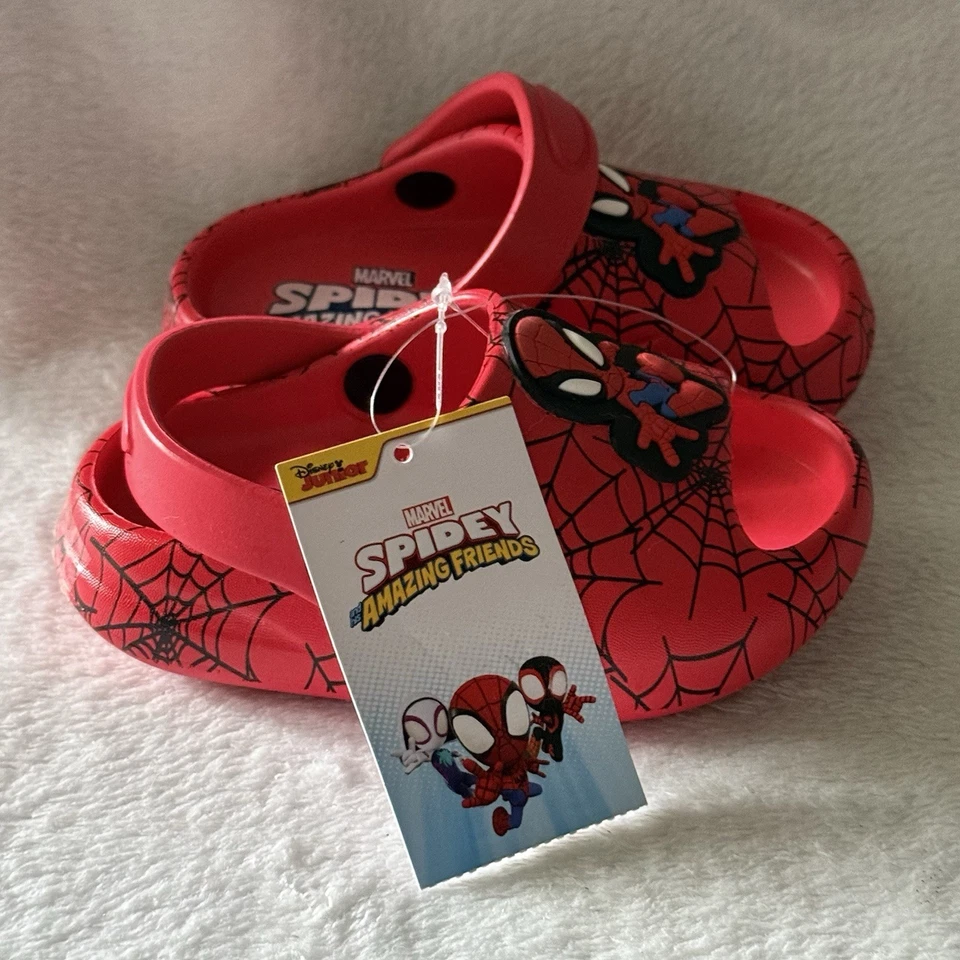 Zuecos Spider-Man para niños - rojos para niños talla 5-6 zapatos sin cordones nuevos Foto 2 de 4
