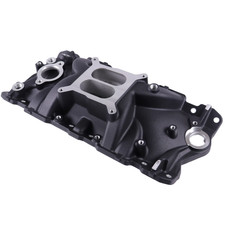 Black Dual Plane Intake Manifold For 1955-86 Small Block Chevy Sbc 305 350 383