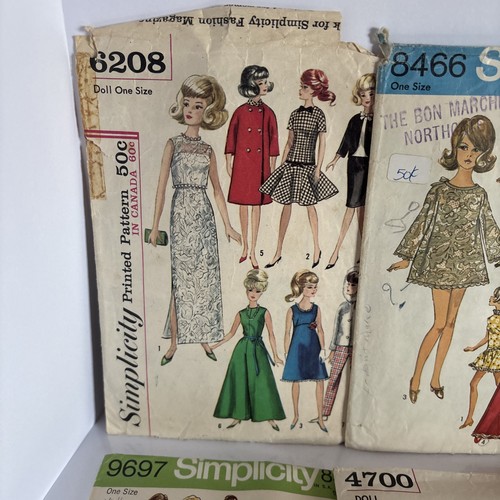 Vintage 1960s Simplicity Fashion Doll Wardrobe Sewing Patterns Size 11.5” Lot 8 - Picture 2 of 9