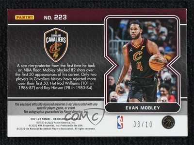 2021-22 Panini Obsidian - Rookie Jersey Autograph Evan Mobley #223