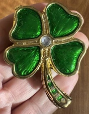 Zanzibar Four Leaf Clover Enamel Trinket Box “South Africa” #355 Opens