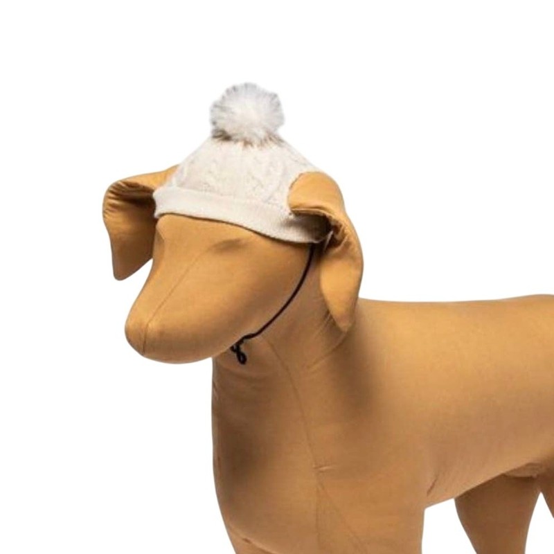 Dog Cat PET HAT Small Med Cream Cable Knit Boots & Barkley Winter Pet Accessory