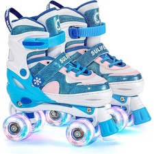 Sulifeel Snow Adjustable Light up Roller Skates for Girls size Small