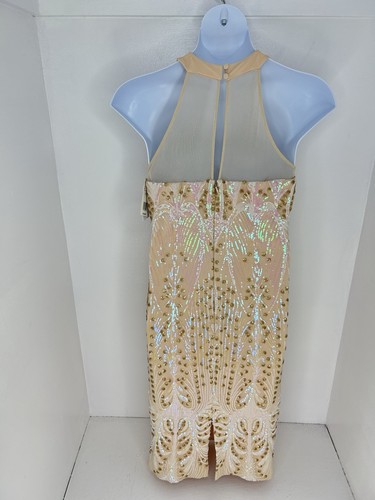Dress The Population NWT Kiana Sequin Halter Midi Dress Size XL Pearl Multi NEW - Picture 10 of 17