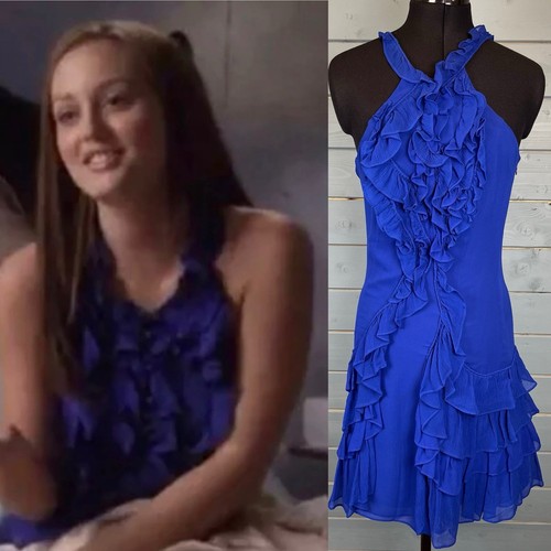 karen millen blue ruffle dress ASO Season 2 Blair Waldorf gossip girl UK 10