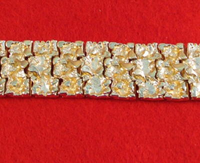 j-mania FNB120 14 KT Goldplattierte 8'' Nugget Armspange 3/4'' Breite 65+ g