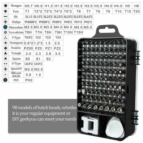 Magnetic Screwdriver Bit For iPhone Macbook Tool Kit Set Repair Watch 115PCS Box - Picture 3 of 16
