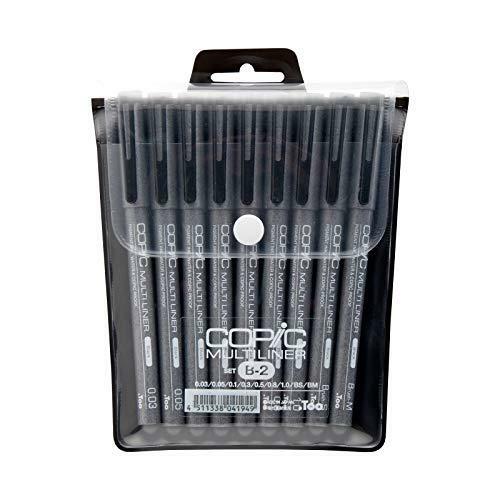 9-piece Multiliner Inking Pen Set B-2, Black (mlb2)