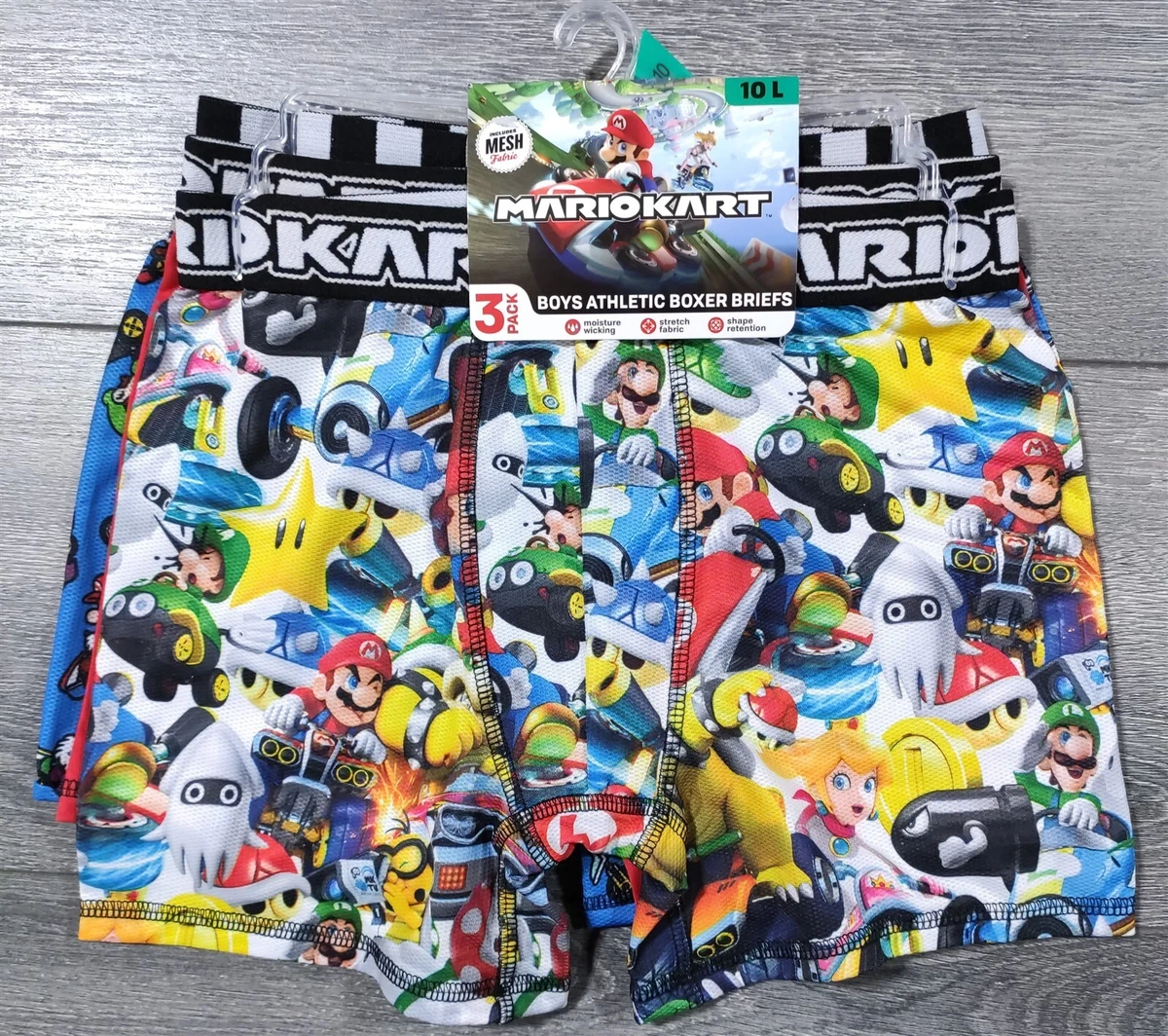 Super Mario Underwear Boys Large Size 10 Mariokart Boxer Briefs