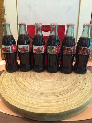 Christmas 1995 Santa Claus Coca Cola Soda Bottles 6 Pack Full Coke