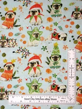 Christmas Fabric Puppy Dog Animals in Hats Sweaters Dear Stella DMB1667 By Yard