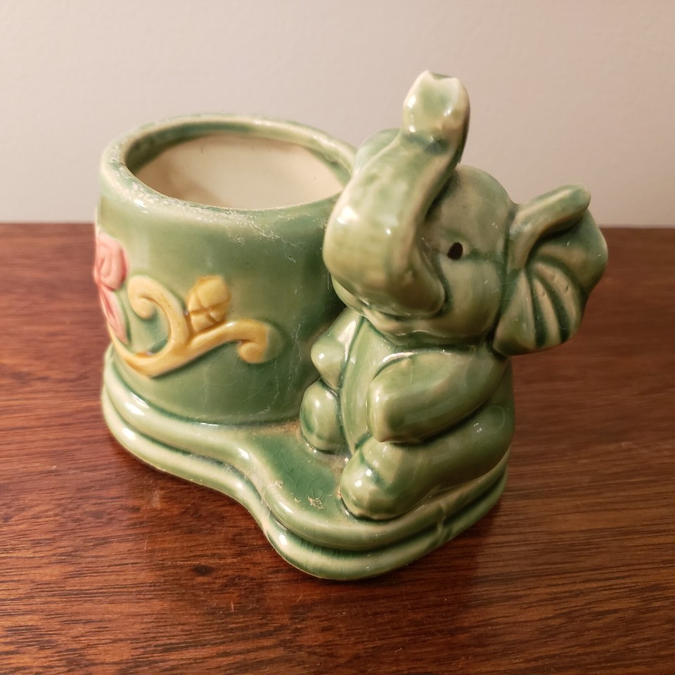 Vintage Jade Green Lucky Elephant Mini Planter | eBay