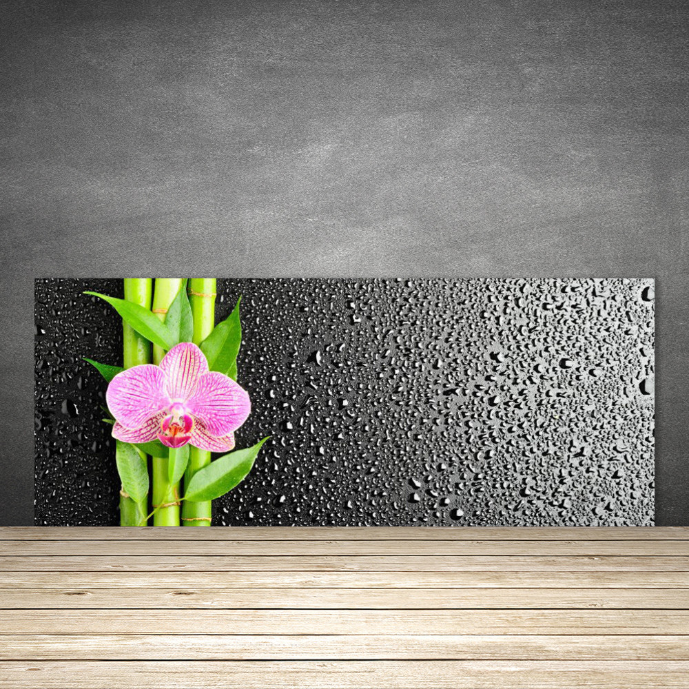 Crédence de cuisine florale en verre 125x50 pour une ambiance zen et naturelle