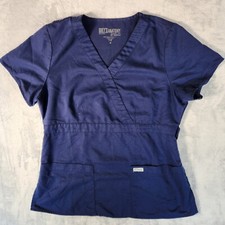 Greys Anatomy Scrub Top Womens Medium Blue Shirt Medical Nurse Workwear Uniform