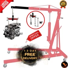 Heavy Duty Engine Hoist Leveler Cherry Picker Shop Crane Load Lift Tool 1500 Lbs