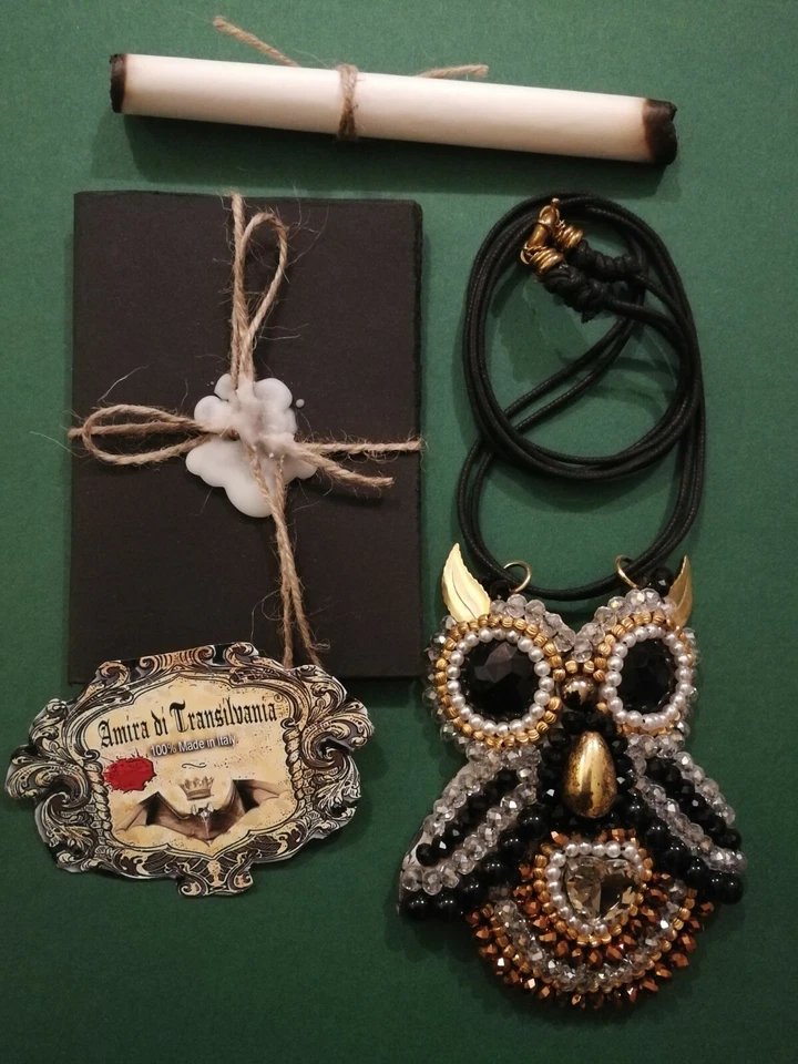 带链项链护身符 - 白猫头鹰(礼品小饰品吊坠鸟智慧魔法) — 第 4/4 张图片