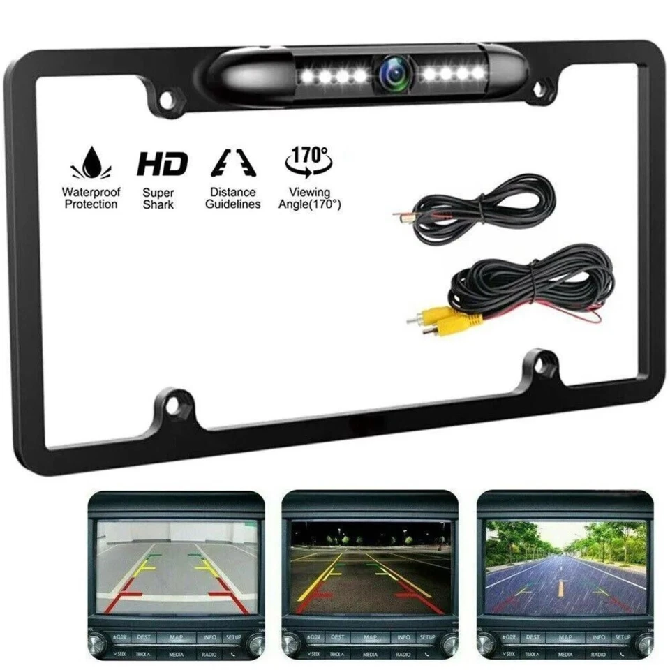 Backup Camera Rearview License Plate Frame Waterproof for Jensen CDR7011 Car - Image 2 of 4