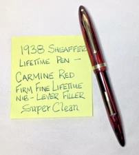 Sheaffer Lifetime Carmine Red White Dot Pen Firm Fine Two Tone Nib Restored
