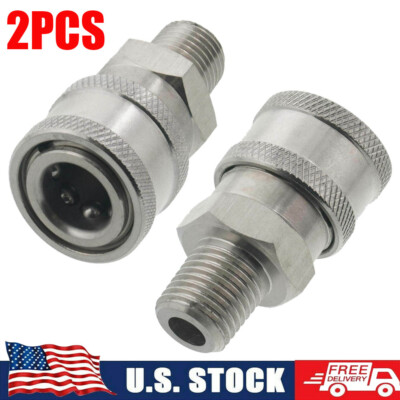 #ad 2pcs 1 4quot; NPT Stainless Steel Pressure Washer Male Quick Connect Socket Coupler $14.29