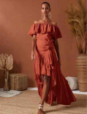NEW NWT $576 ERIKA PENA ''Rita'' top and bohemian high low skirt set outfit M / L