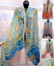 Light Wide Long Shawl Scarf Wrap Beach Pareo Abstract Tribal Aztec Diamond Squar