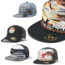 NEW Hang Ten Wool Mesh/Chambray Flat Brim Snapback Baseball Cap Trucker