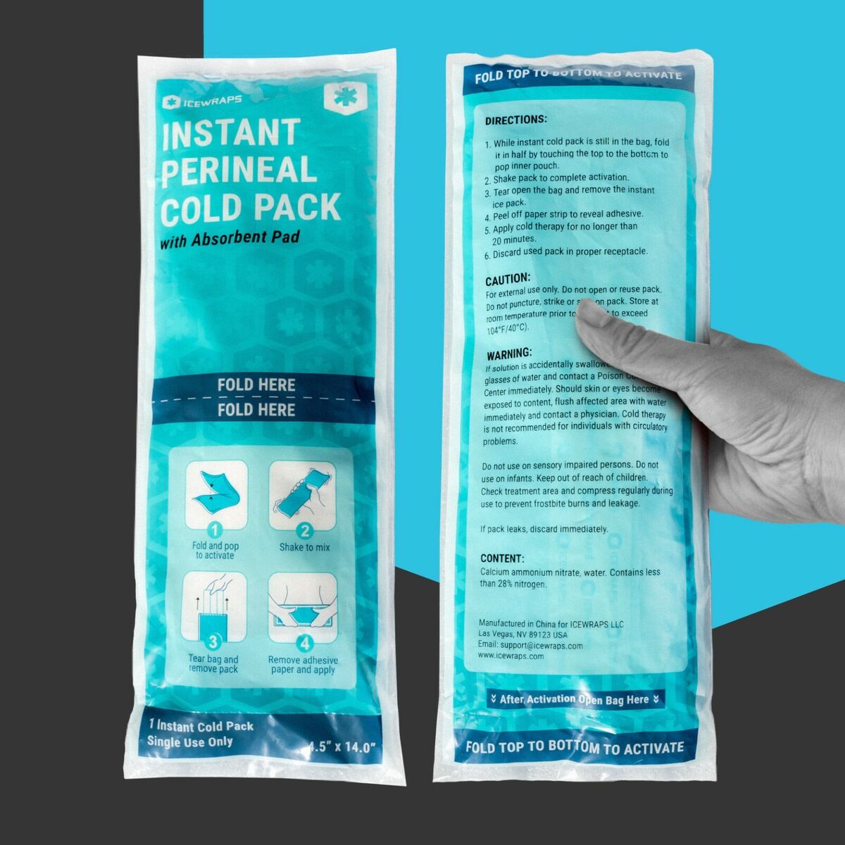 ICEWRAPS Instant Perineal Cold Pack - Postpartum Maxi Pad & Ice Pack - 12  Count