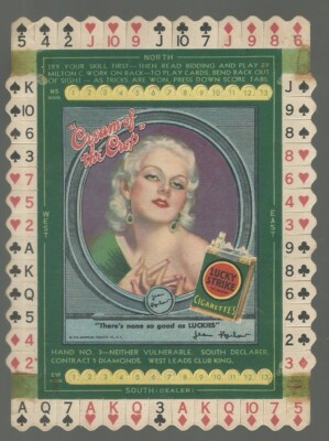 1930  LUCKY STRIKE CREAM OF THE CROP  JEAN HARLOW  EX/MT+  BRIDGE GAME KEY  RARE