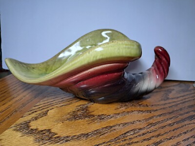 Vintage Hull Pottery  CORNICOPA Planter Green Dark Red Black White