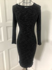Sexy Fitted Grey Mid Length Midi Dress Bodycon, Bershka, Size Medium (size 8-12)