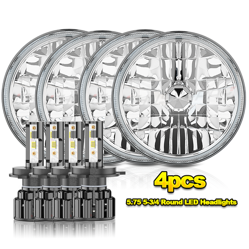 For Ford Galaxie 500 1962-1974-4pcs 5.75 5-3/4inch Round LED Headlights Upgrade For Ford Galaxie 500 1962-1974-4pcs 5.75 5-3/4inch Round LED Headlights Upgrade