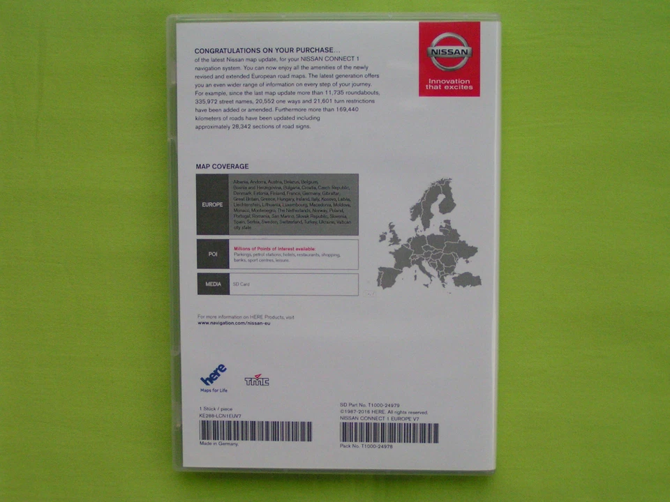 SD CARD NAVIGATION NISSAN CONNECT 1 LCN1 EUROPA V7 2016 QASHQAI JUKE NOTE MICRA - Bild 2 von 4