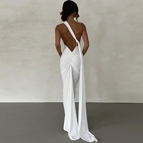 Hot Shoulder Rückenfreies Maxikleid Damen Kleid Sommer Rückenträger Ärmellos - Bild 9 von 17